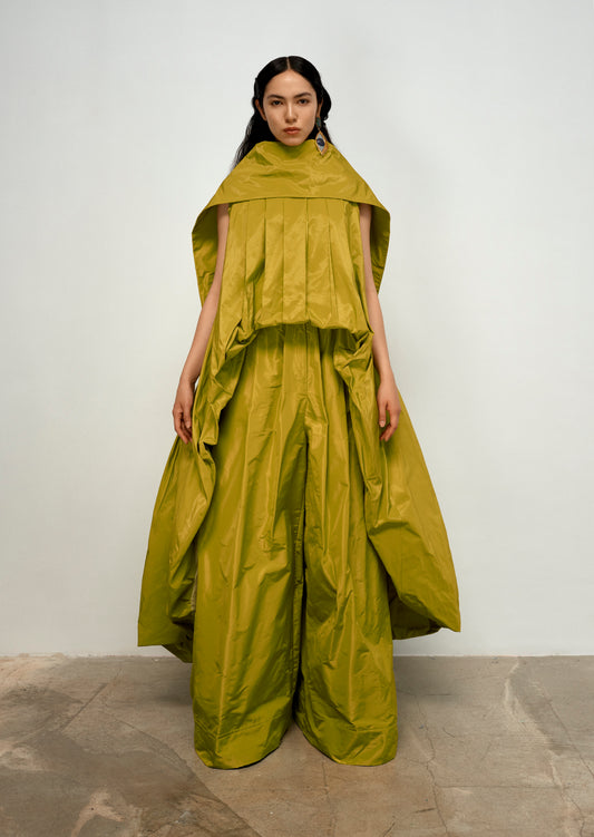 Pleated taffeta blouse