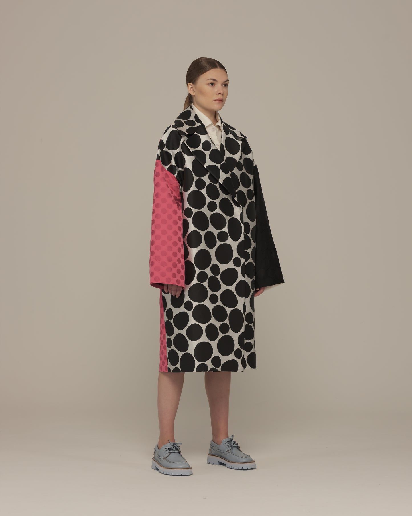 Oversized Polka Dot Boyfriend Coat