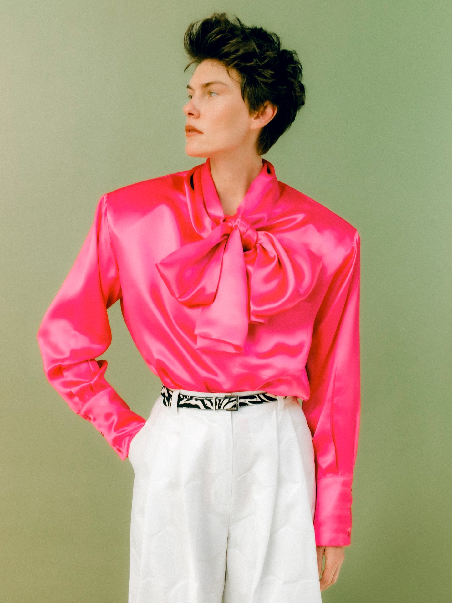 Silk tie blouse