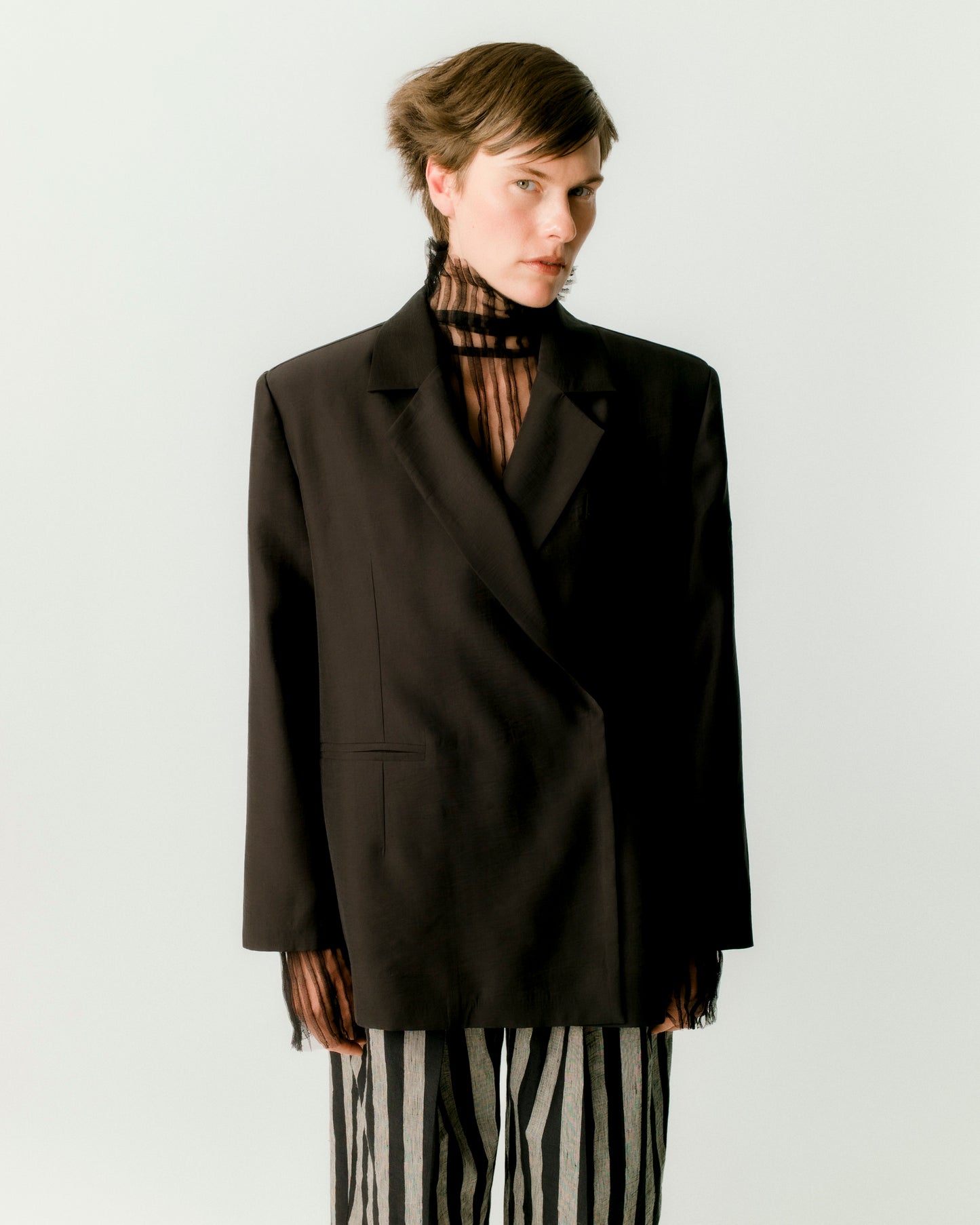 Wrap boyfriend coat
